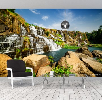 Picture of Amazing view of natural cascading waterfall with crystal water